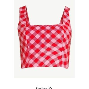 Scoop NYC Red and Pink Checkered Crop Top